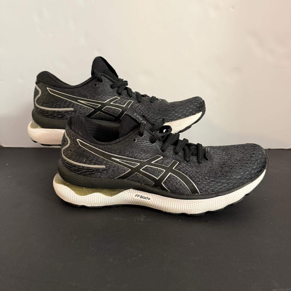 ASICS Gel-Nimbus 24 Womens Running Shoes Black White Size 8.5